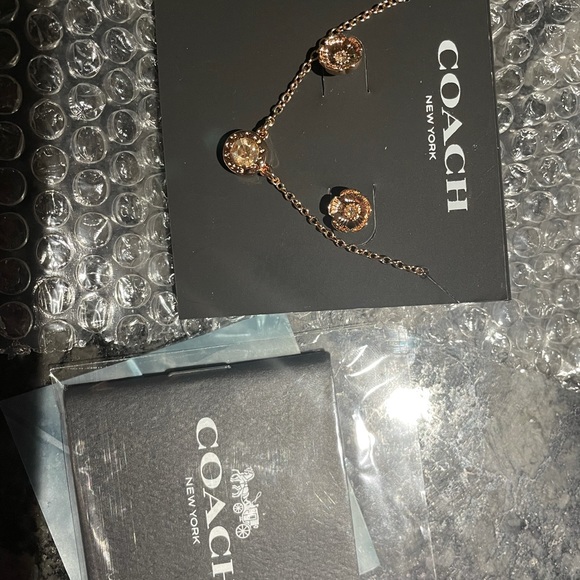 Coach Tea Rose Necklace/Earring Set - Picture 2 of 5